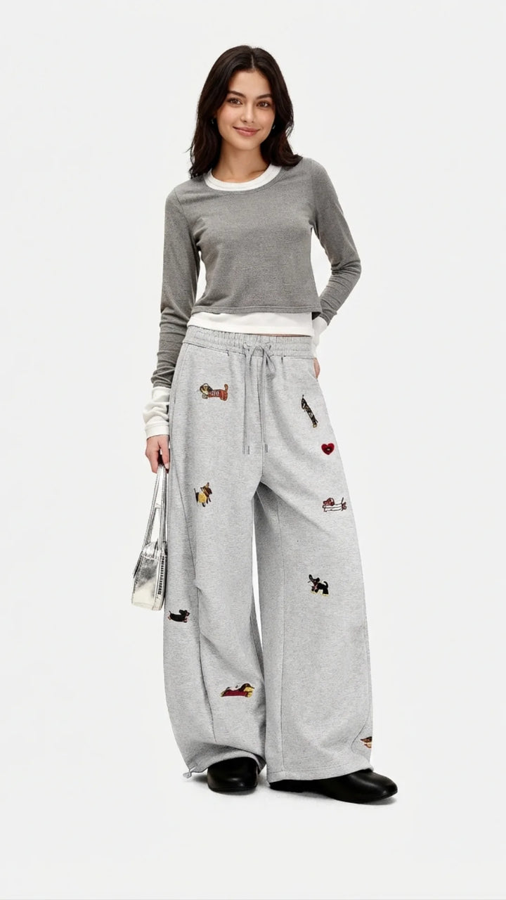 Playful Paws Embroidered Joggers
