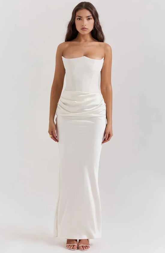 Luxe Satin Draped Midi Dress
