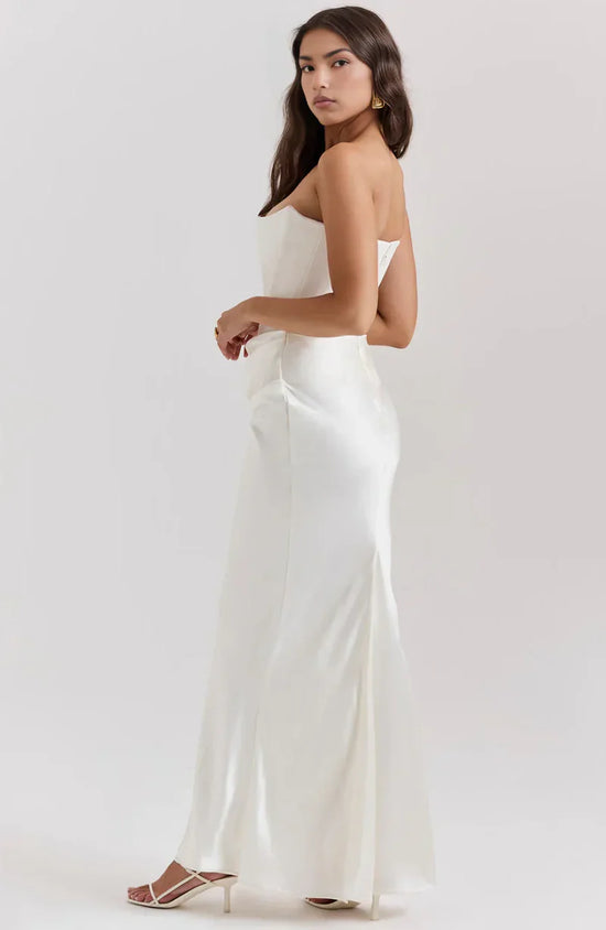 Luxe Satin Draped Midi Dress