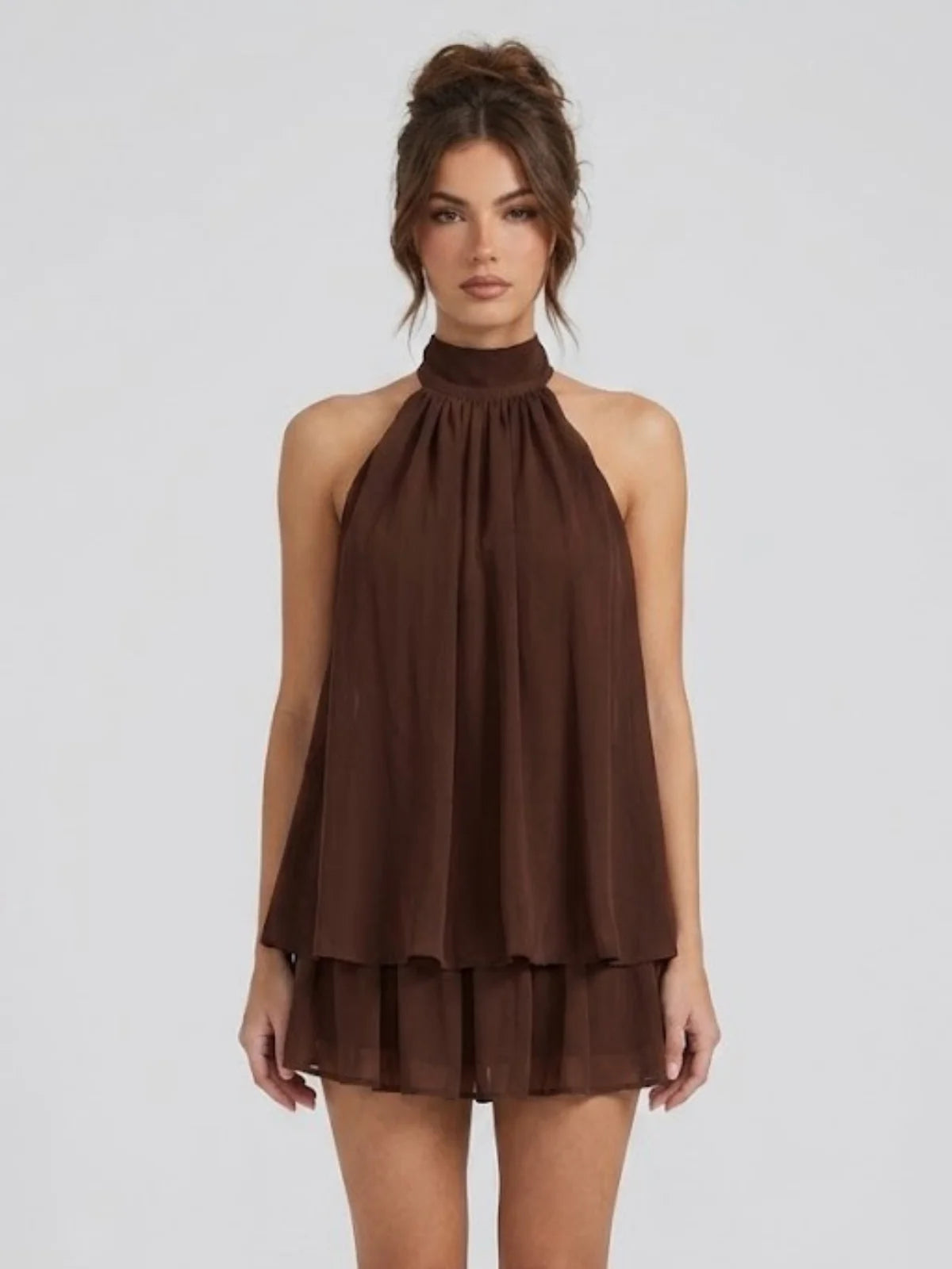 Ethereal Halter Mini Dress