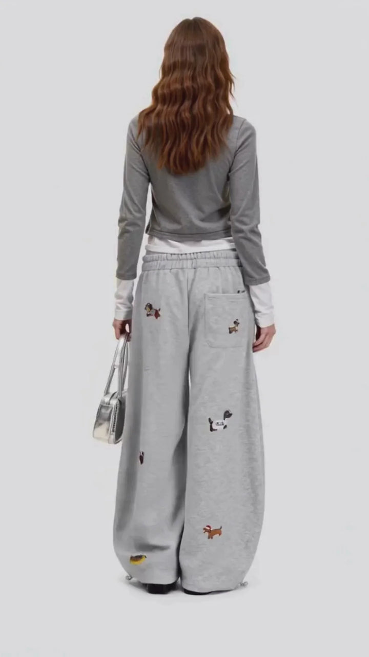 Playful Paws Embroidered Joggers
