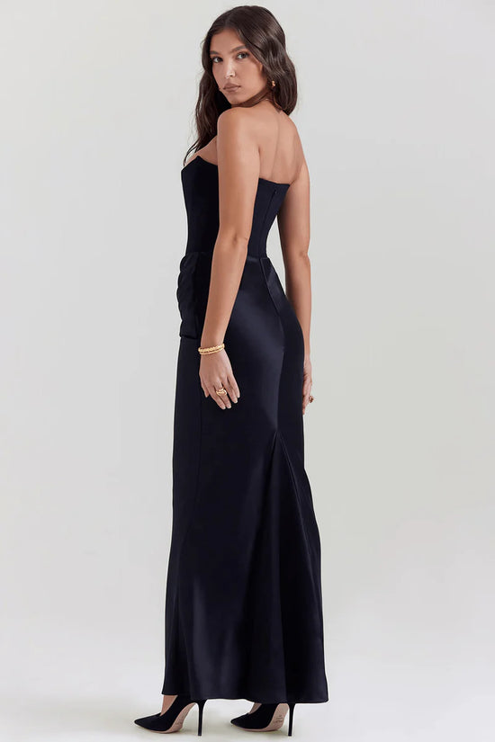 Luxe Satin Draped Midi Dress