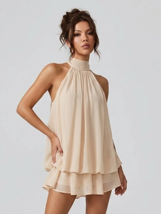 Ethereal Halter Mini Dress