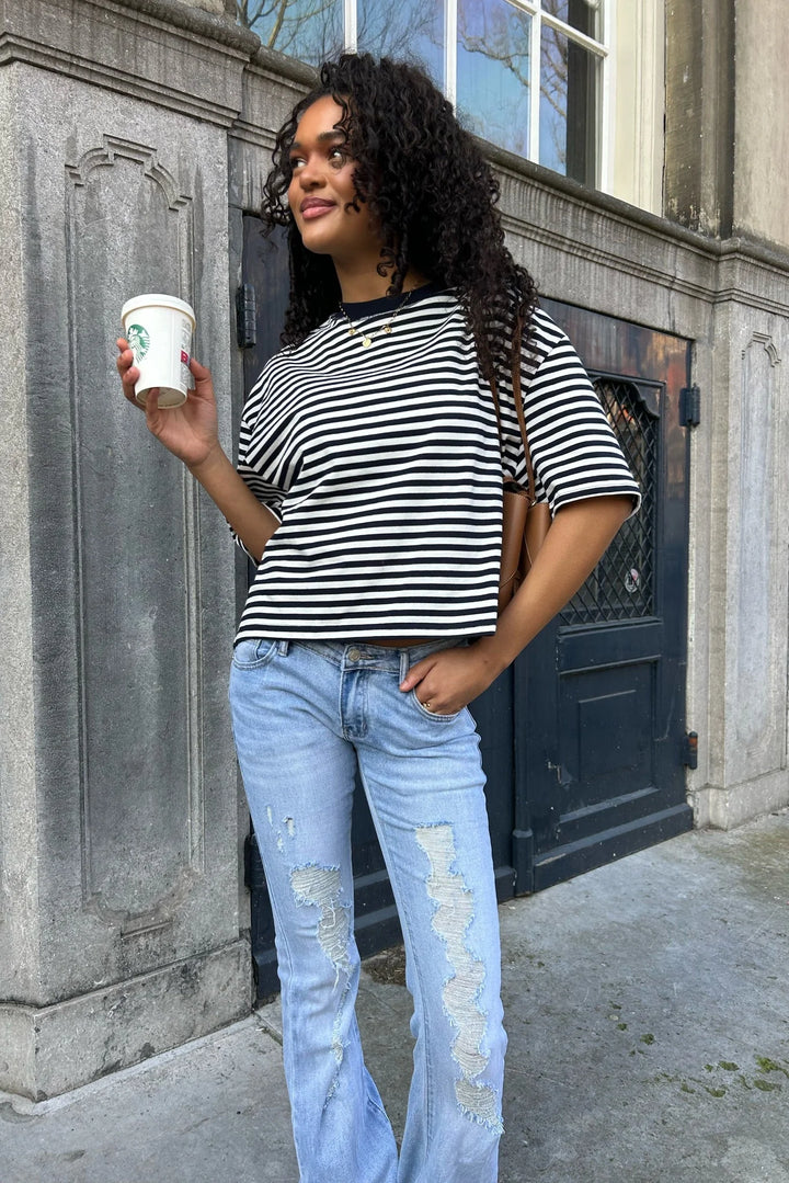 Gestreiftes Boxy-T-Shirt