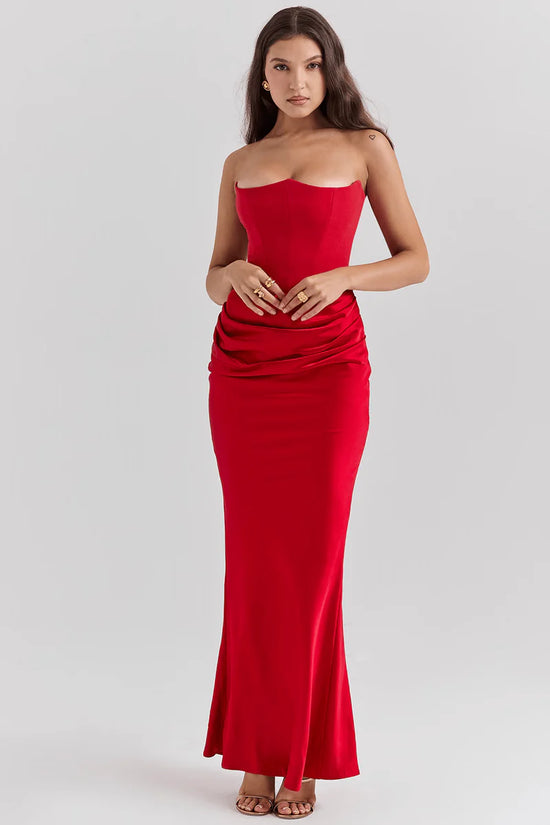 Luxe Satin Draped Midi Dress
