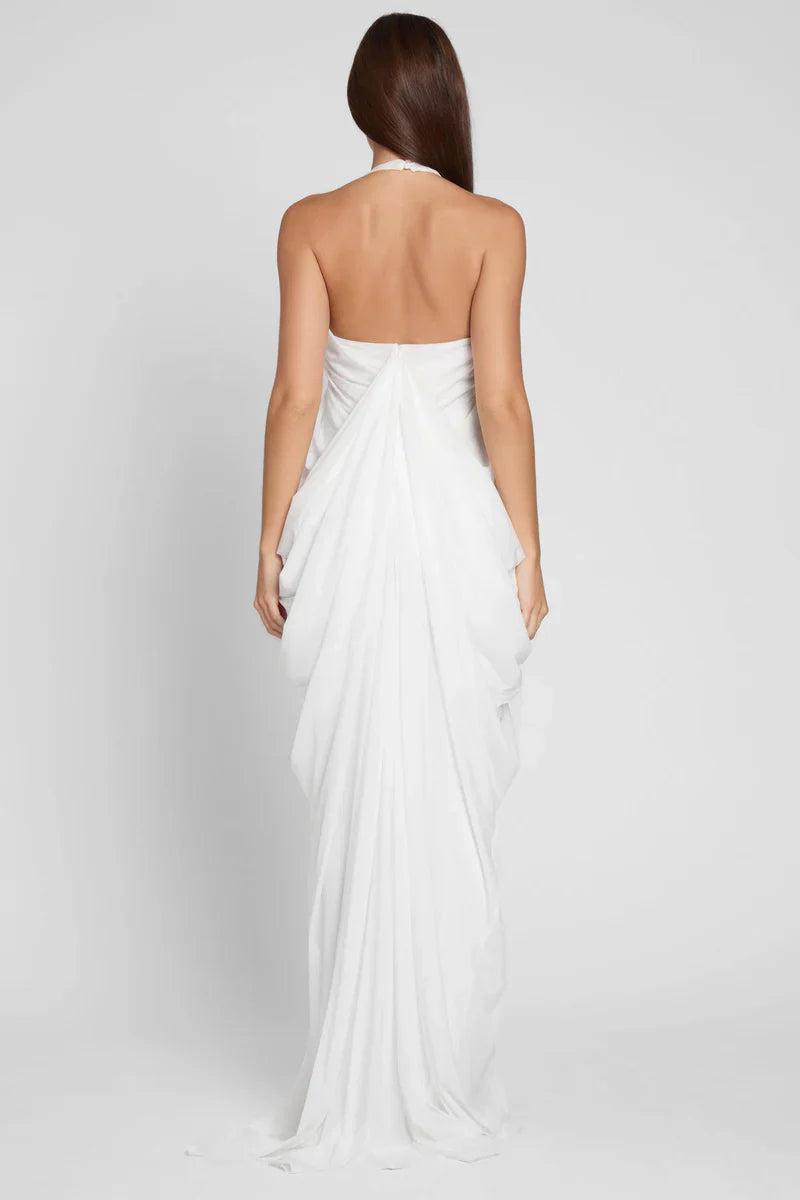 Elegantes Wasserfall-Drapé-Kleid