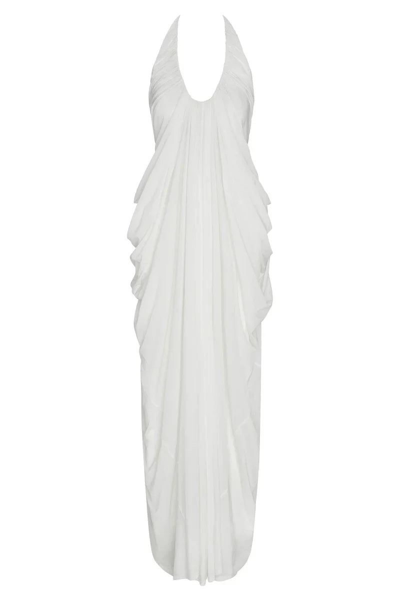 Elegantes Wasserfall-Drapé-Kleid