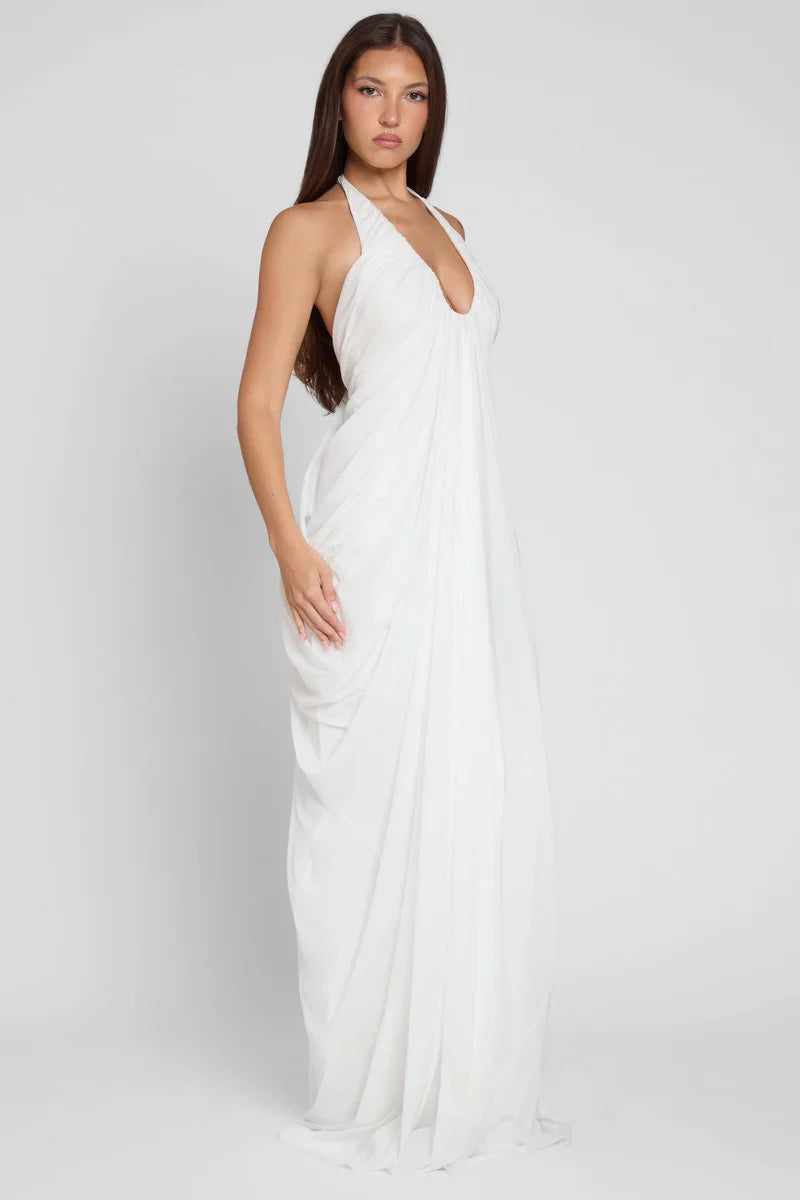 Elegantes Wasserfall-Drapé-Kleid