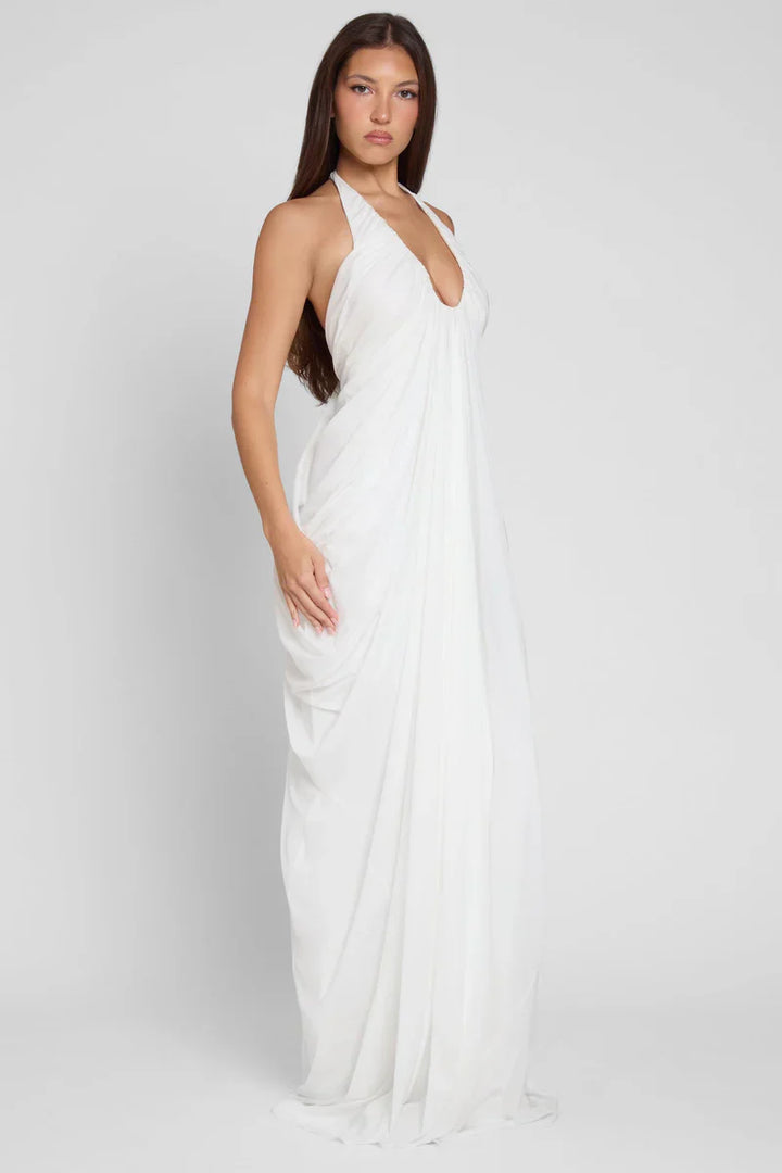 Elegantes Wasserfall-Drapé-Kleid
