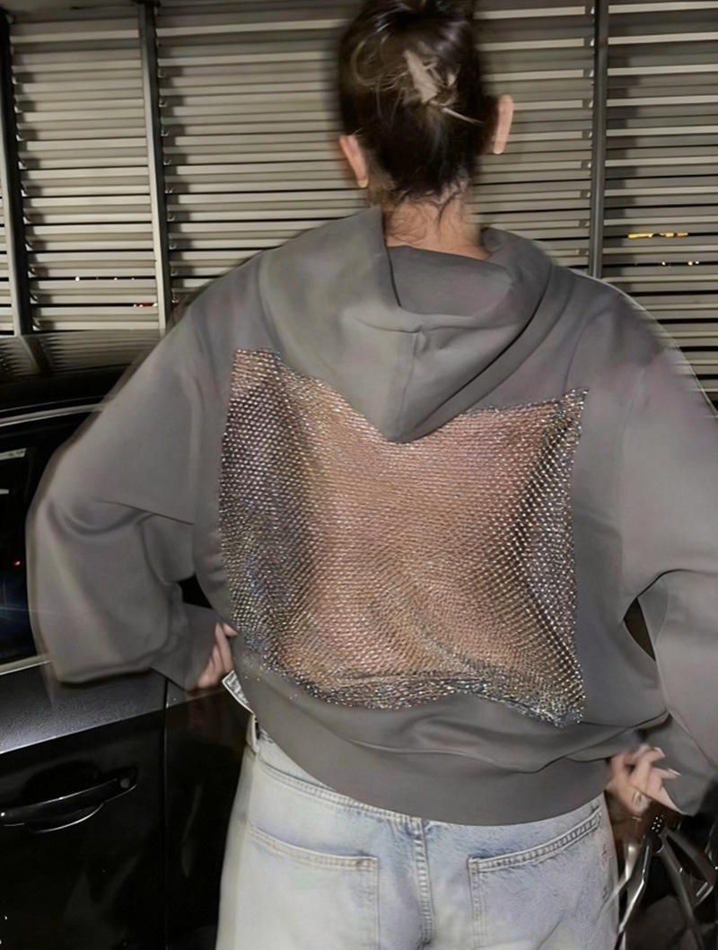 Mesh-Rücken Statement-Hoodie