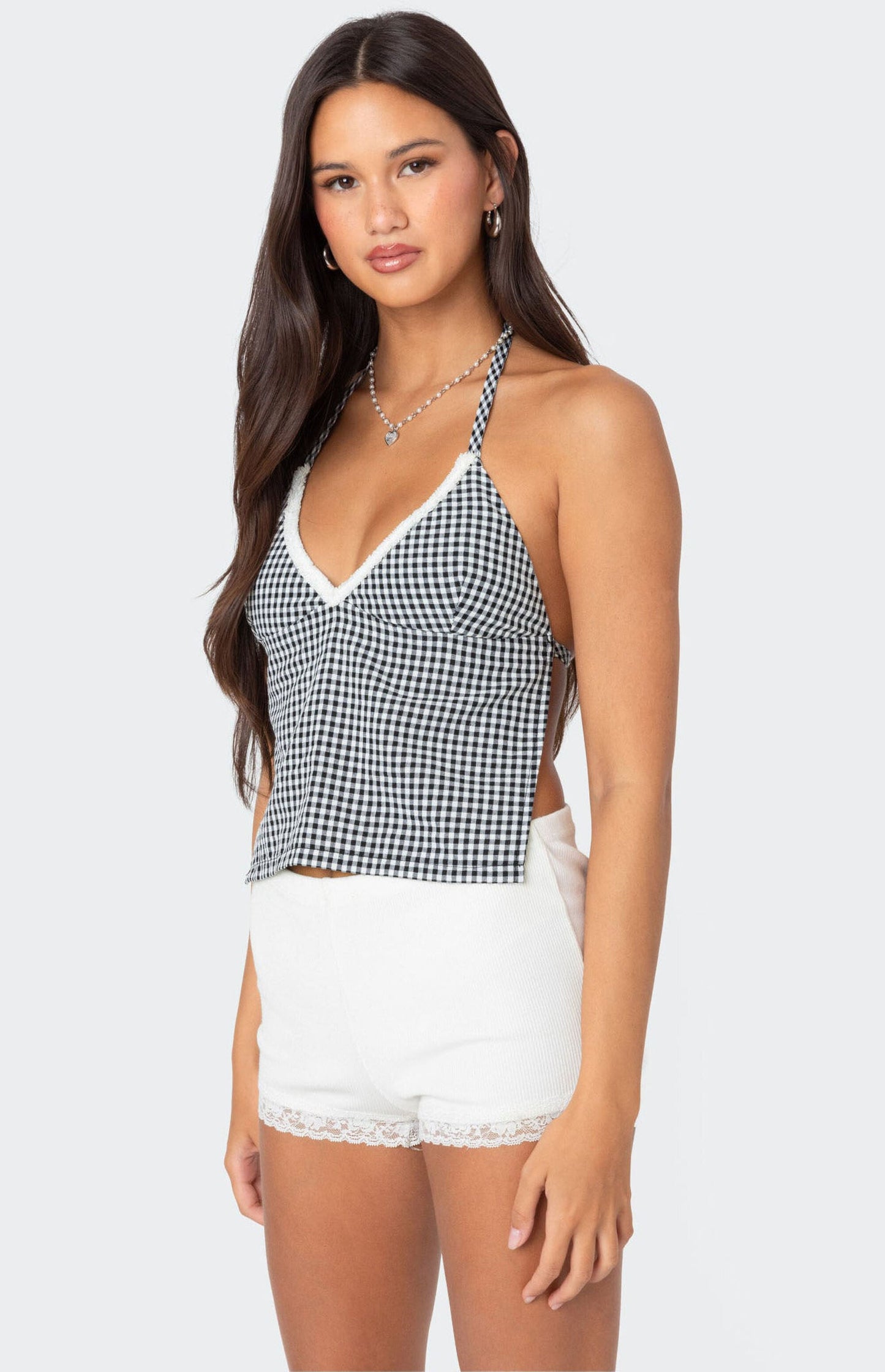 Crop top halter vichy