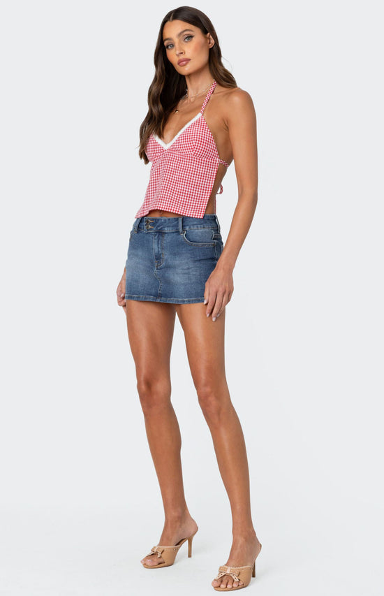 Crop top halter vichy