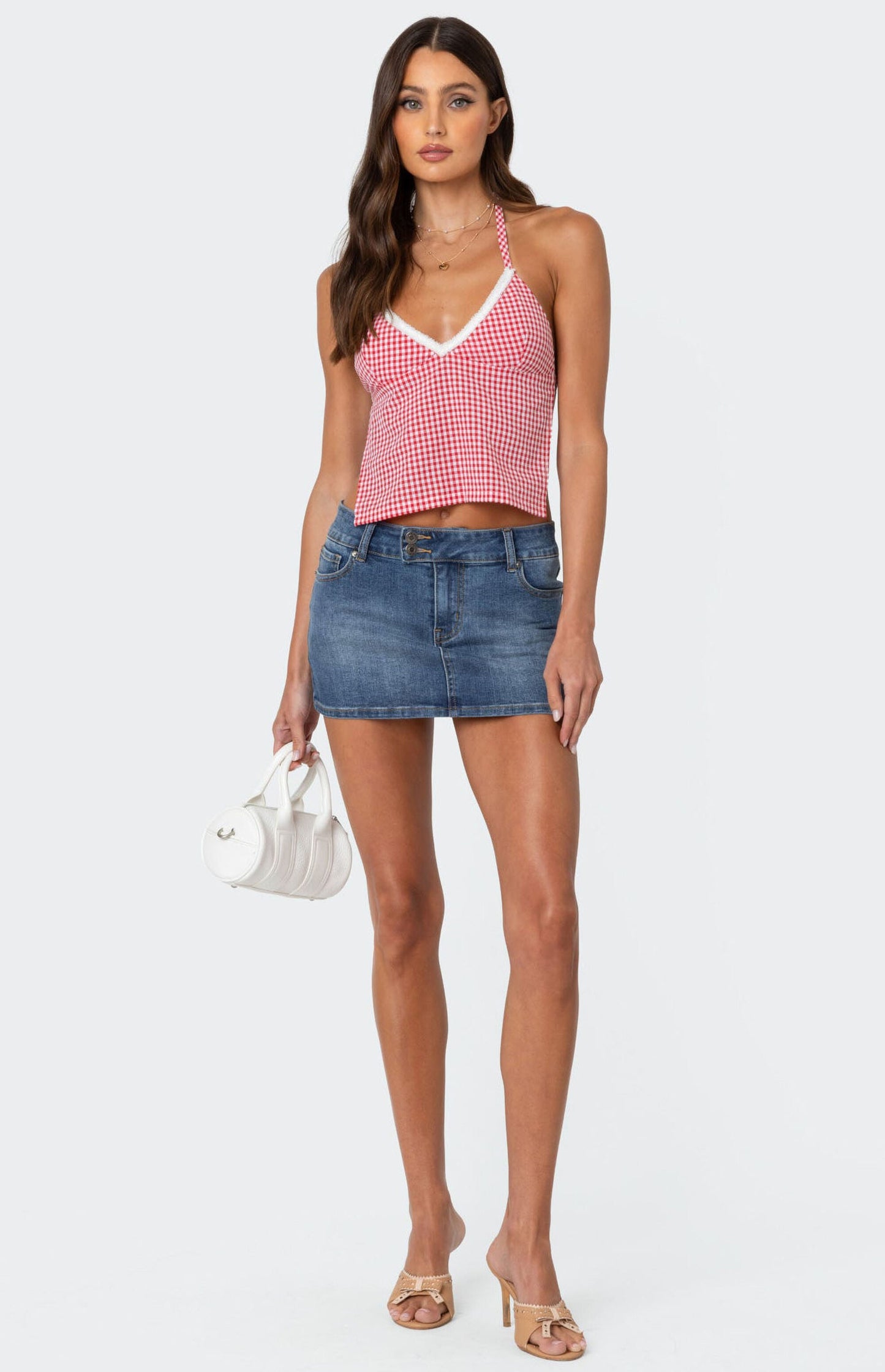 Crop top halter vichy