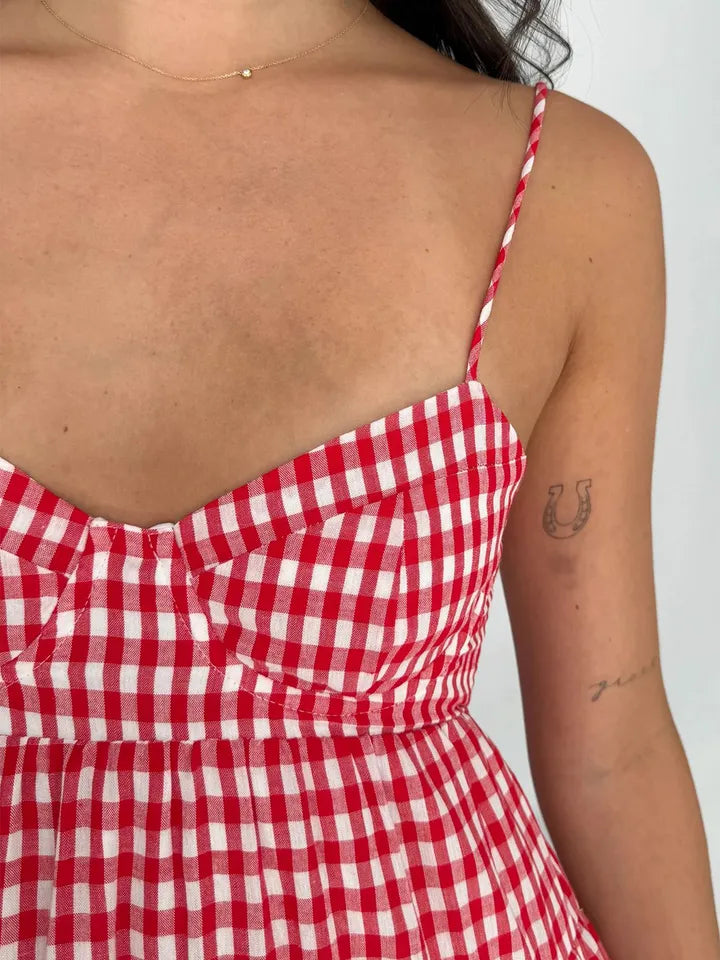 Gingham Tiered Mini Dress
