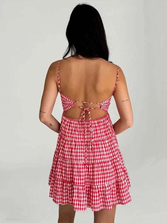 Gingham Tiered Mini Dress