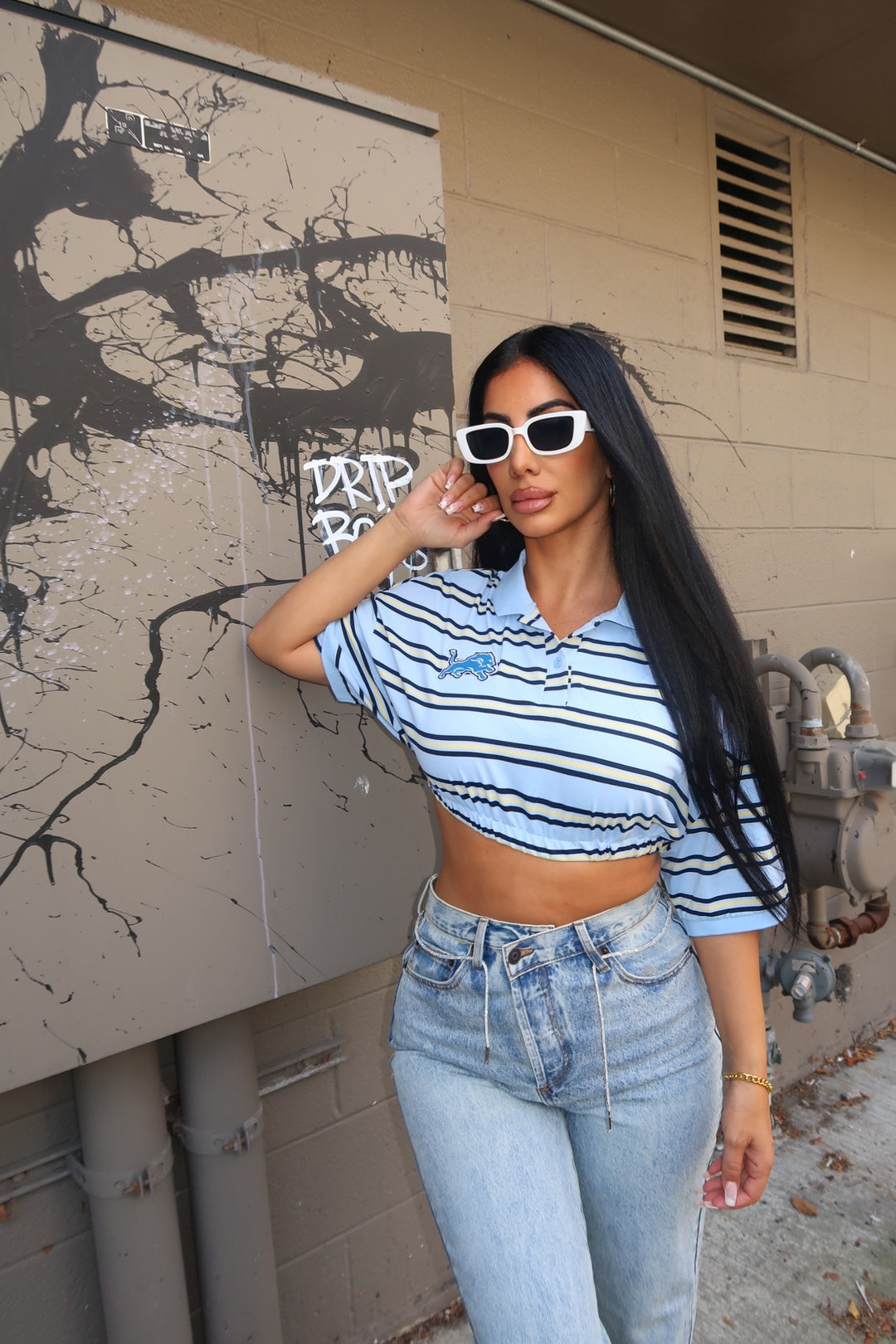 Striped Crop Top Polo