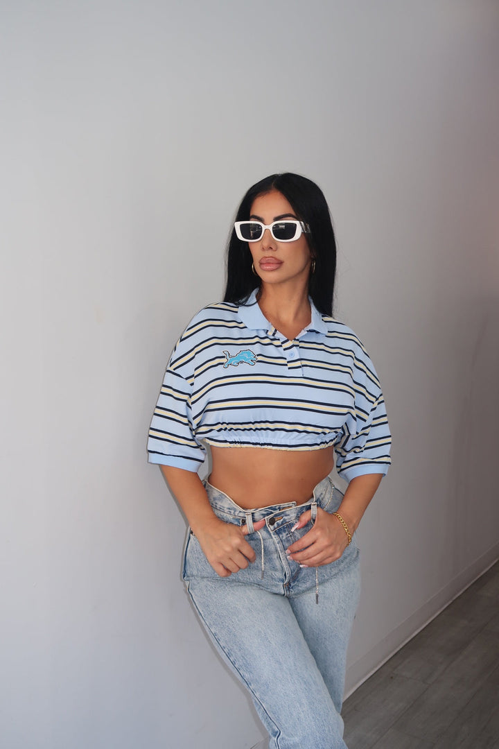 Gestreiftes Crop-Polo-Top