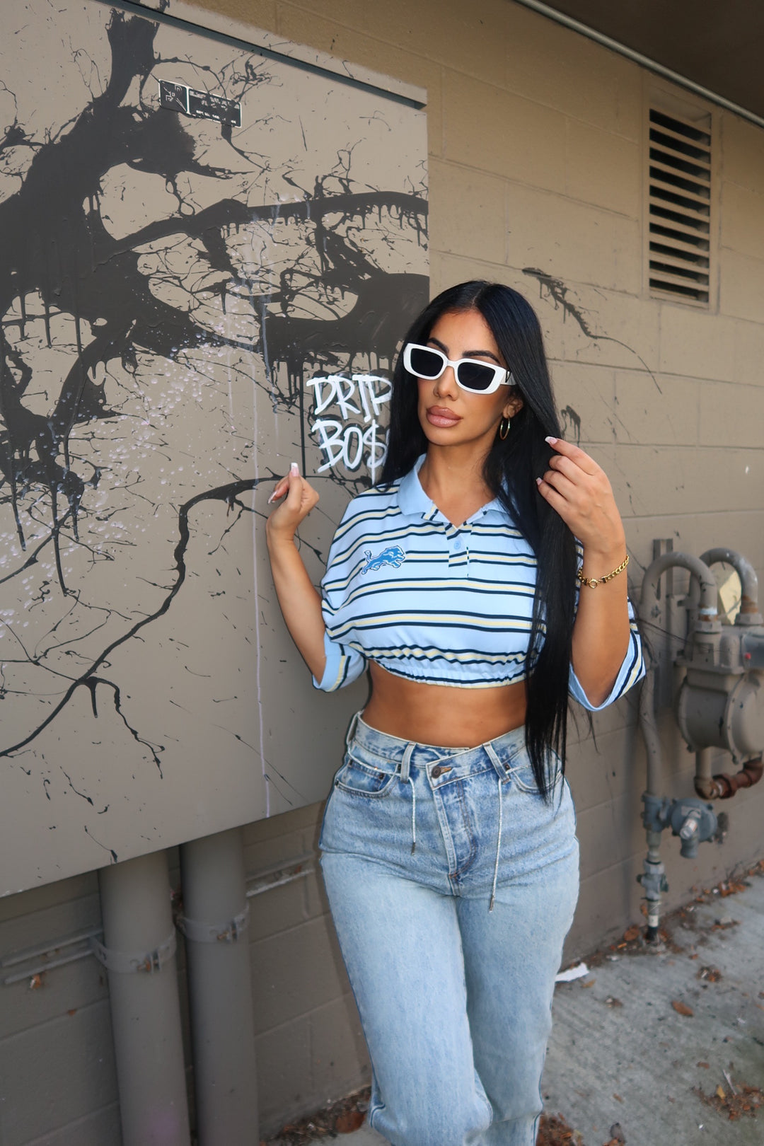 Striped Crop Top Polo