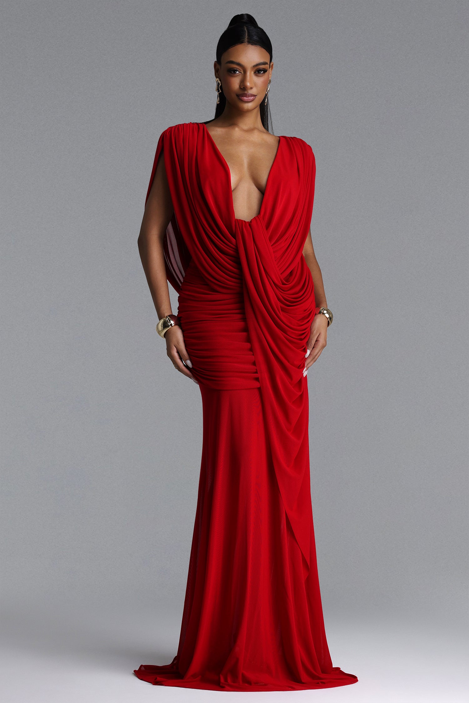 Crimson Drape Gown