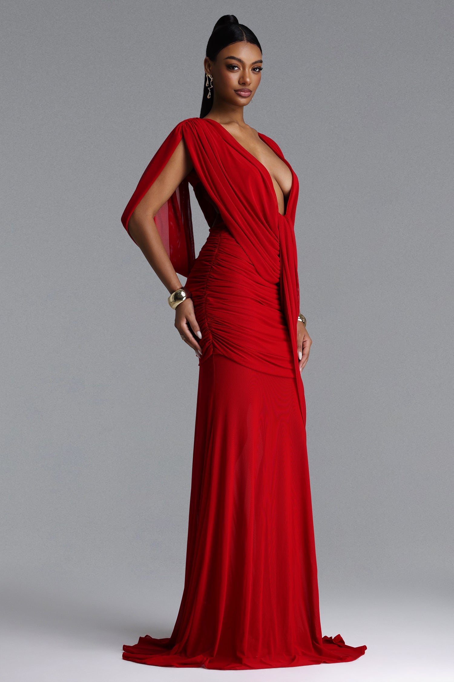 Crimson Drape Gown
