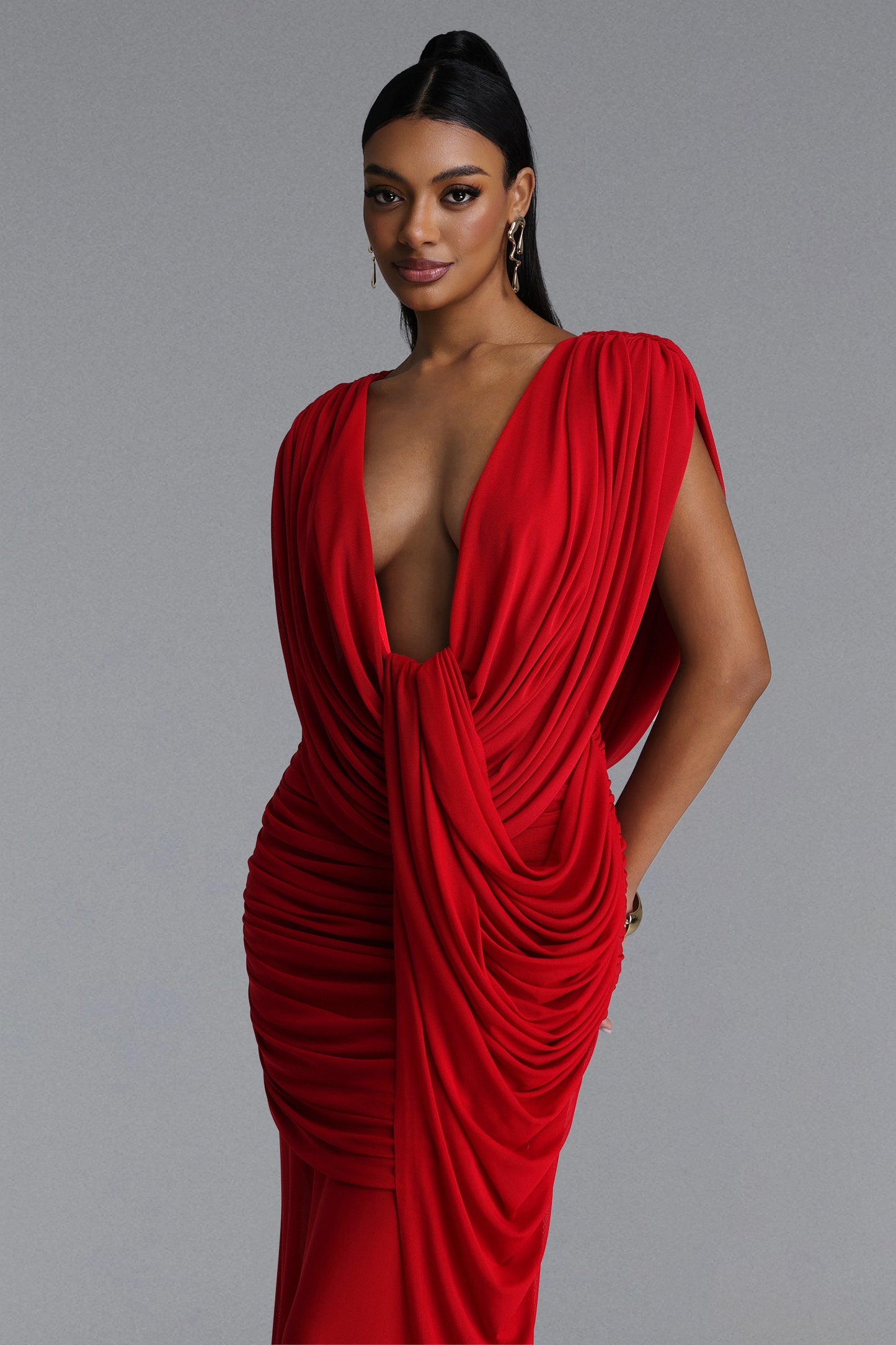 Crimson Drape Gown