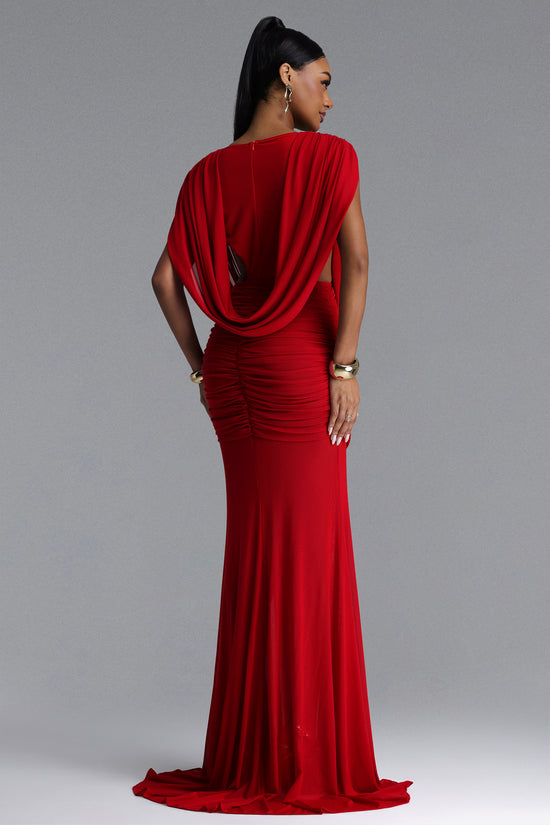 Crimson Drape Gown