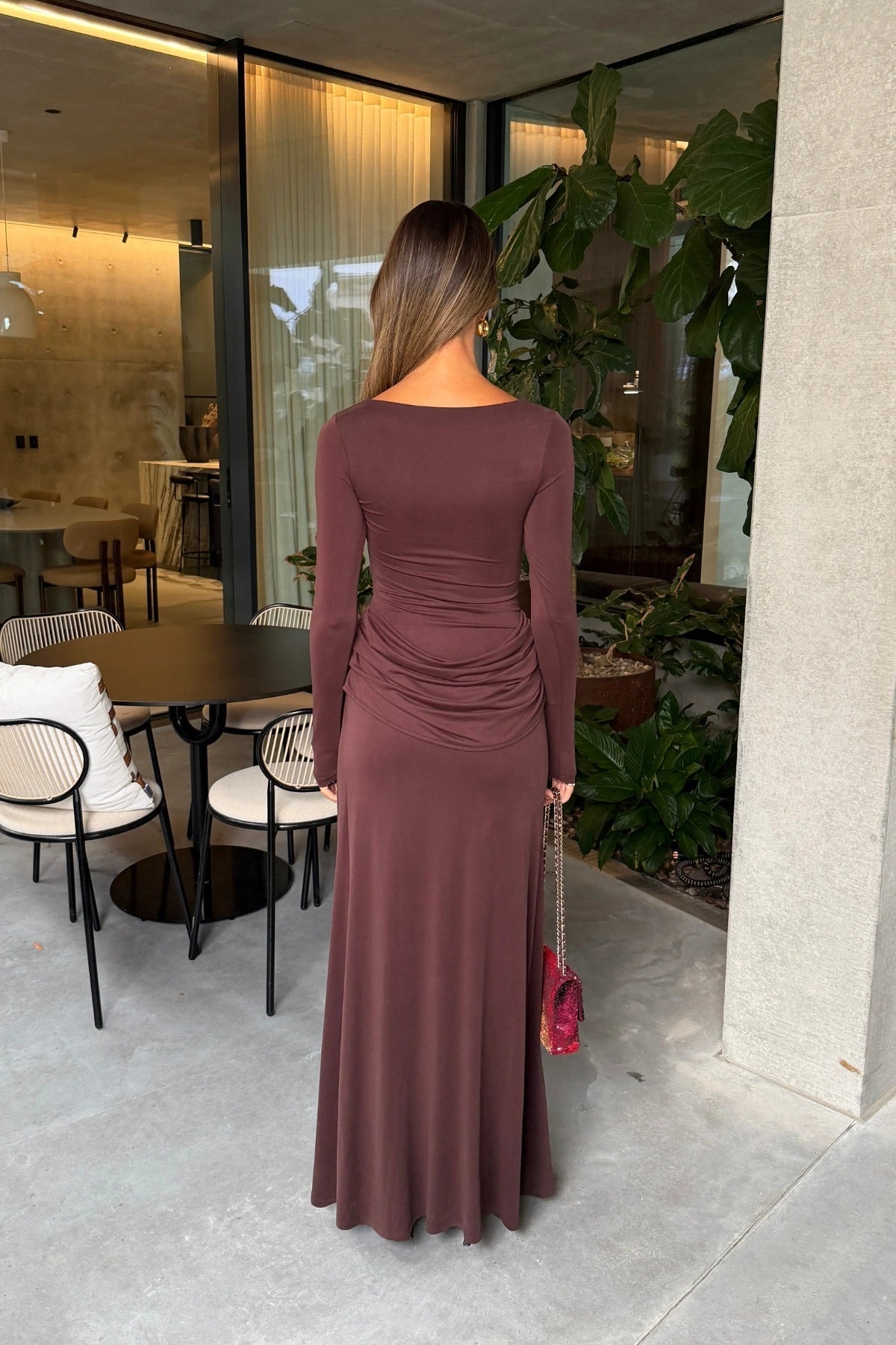 Robe longue à manches
