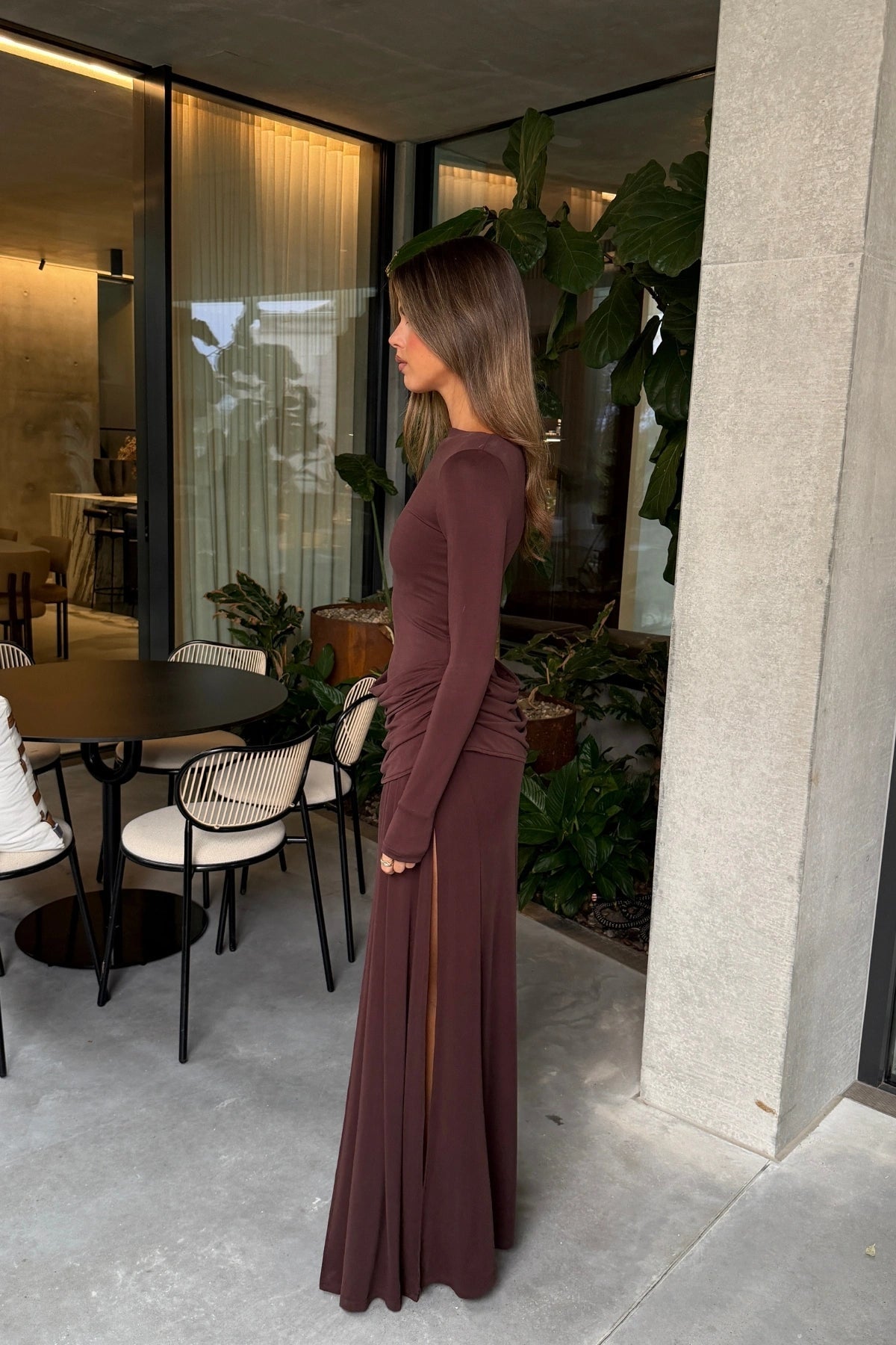 Robe longue à manches