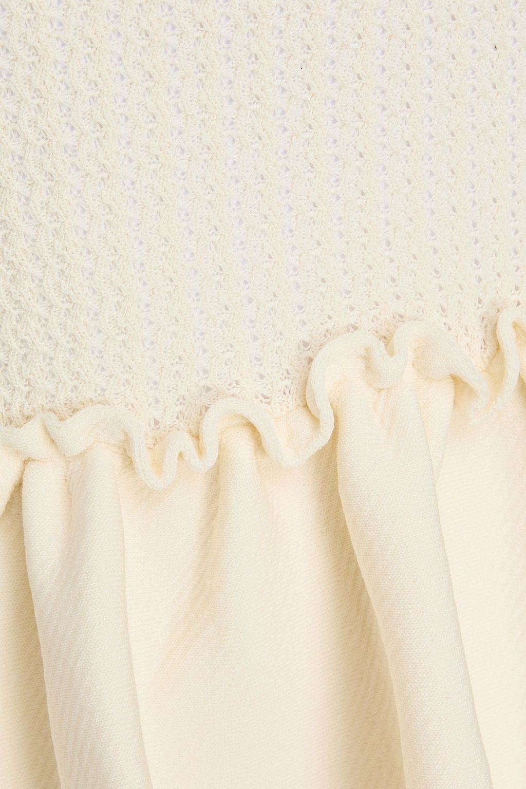 Ruffled pointelle-knit mini dress