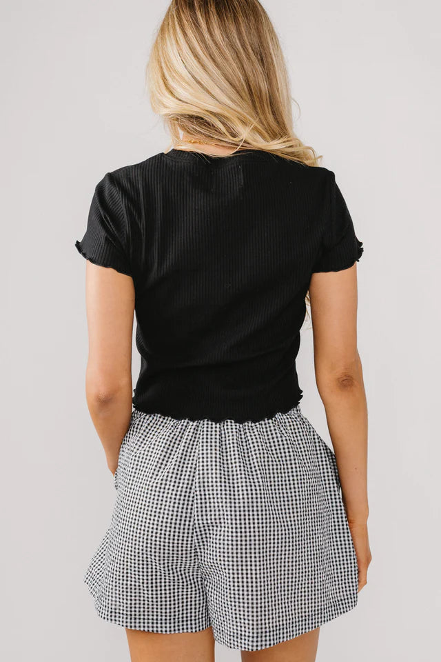 Ribbed Top with Ruffle Sleeves