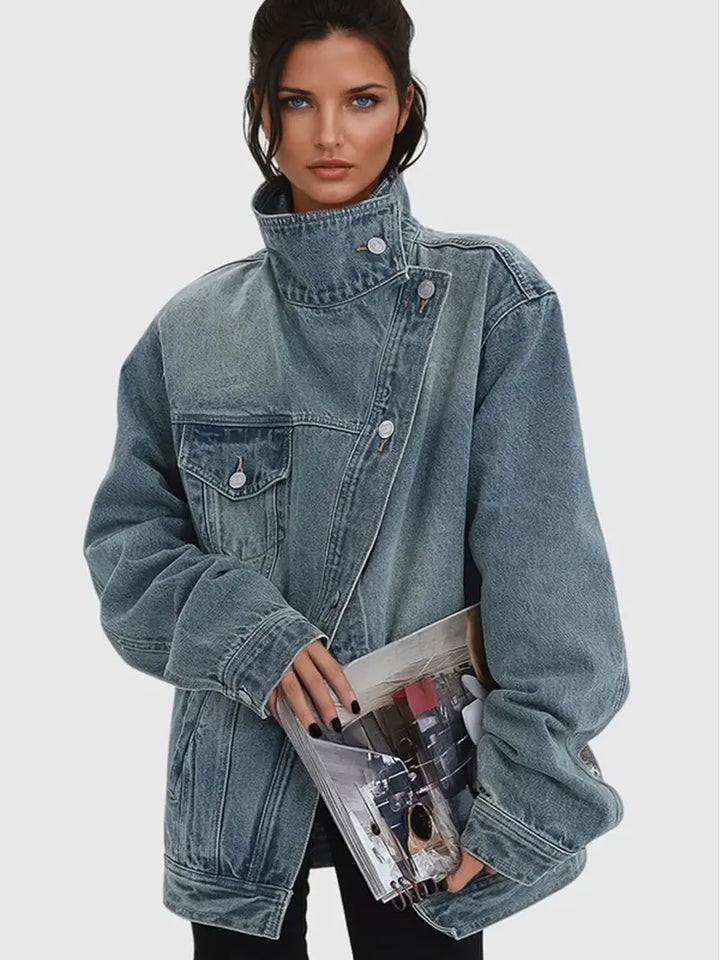 Veste utilitaire en jean surtaillée
