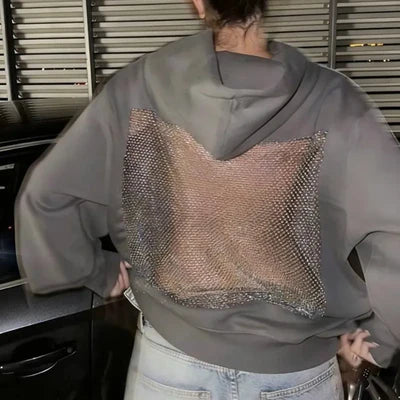 Mesh-Rücken Statement-Hoodie