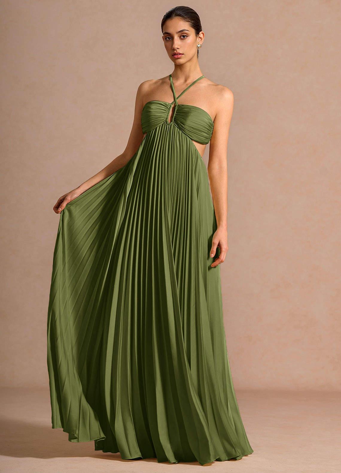Plissiertes Göttin-Maxikleid