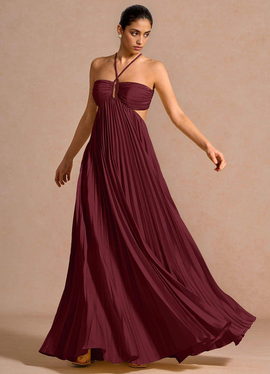 Plissiertes Göttin-Maxikleid