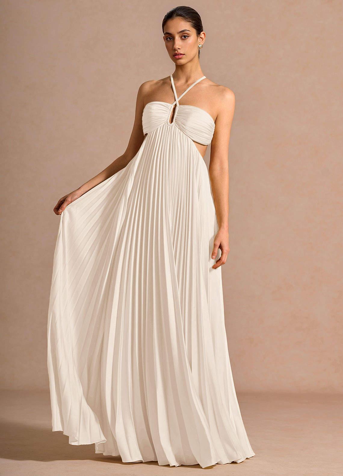 Plissiertes Göttin-Maxikleid