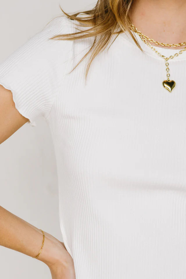 Ribbed Top with Ruffle Sleeves