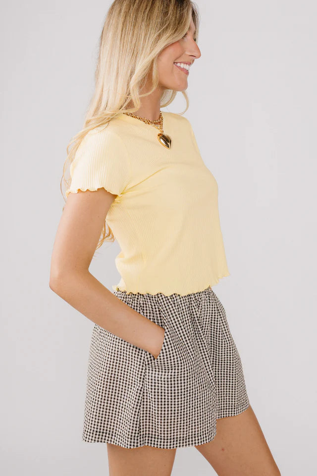 Ribbed Top with Ruffle Sleeves