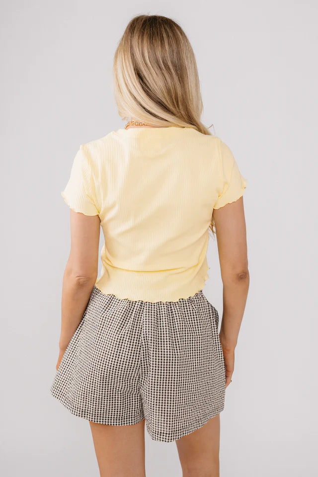 Ribbed Top with Ruffle Sleeves